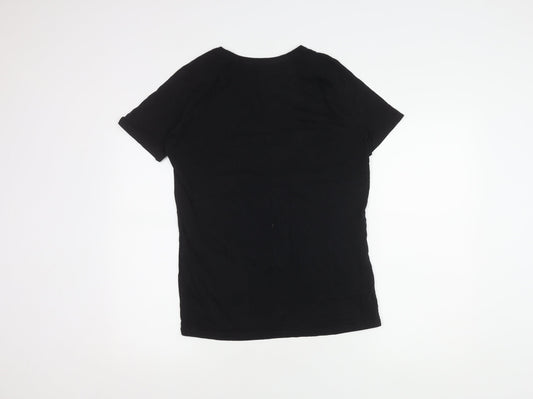 Disney Girls Black Elsa T-Shirt - Size 14 Graphic Short Sleeve