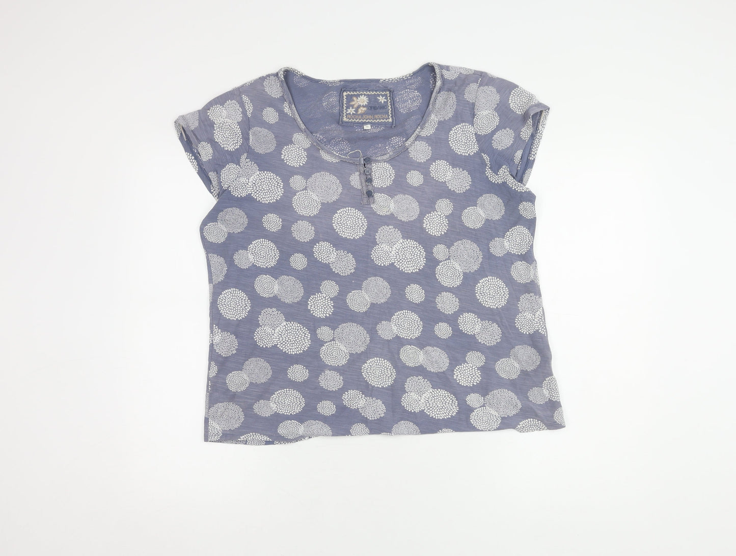 Rocha John Rocha Blue Floral Henley T-Shirt Size 16