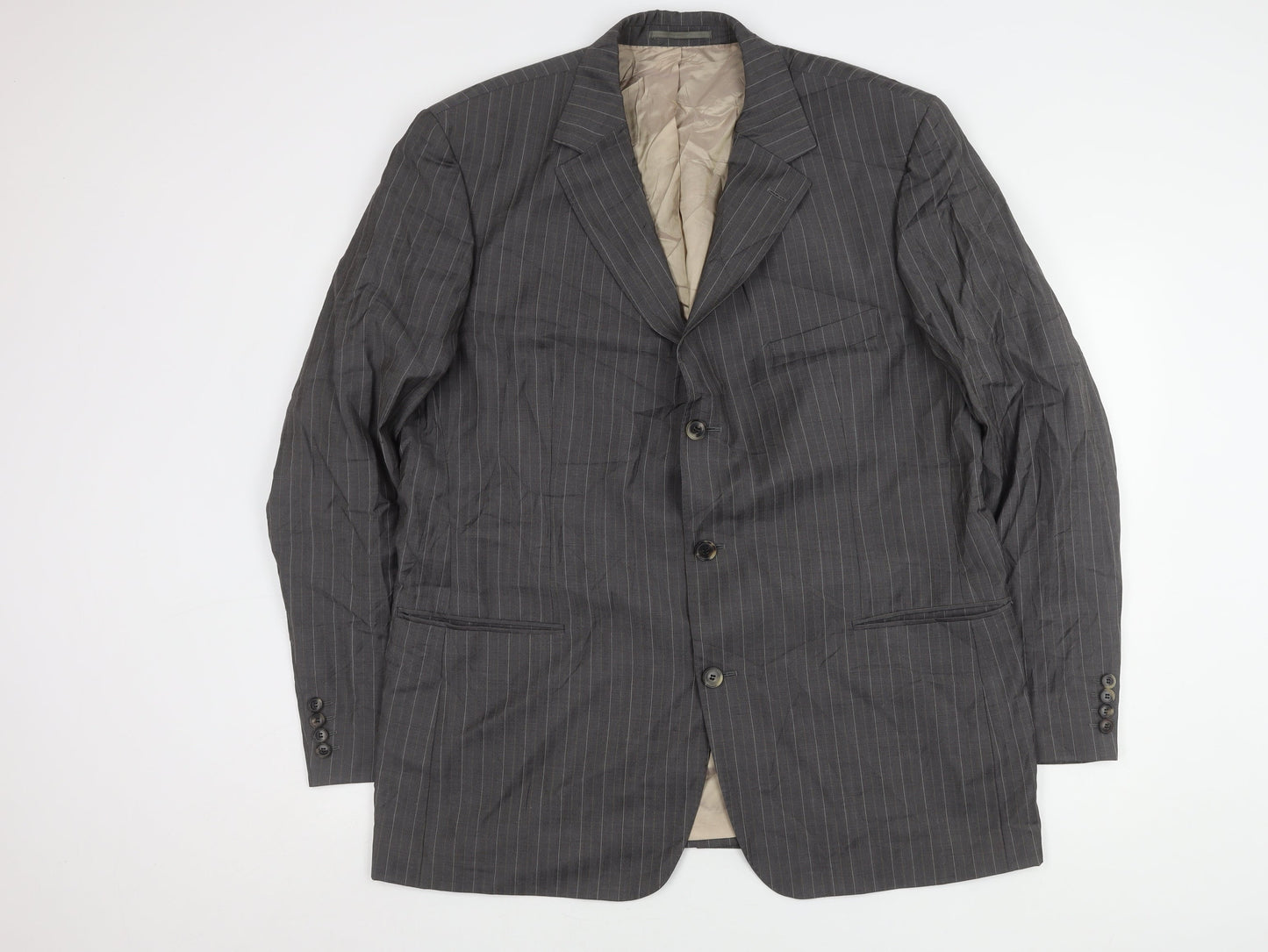 Hugo Boss Men's Grey Striped Suit Jacket 48
