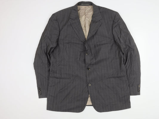 Hugo Boss Men's Grey Striped Suit Jacket 48