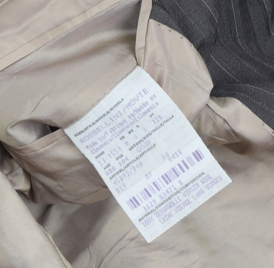 Hugo Boss Men's Grey Striped Suit Jacket 48