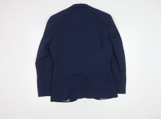 Next Men's Blue Wool-Blend Blazer Size 38S