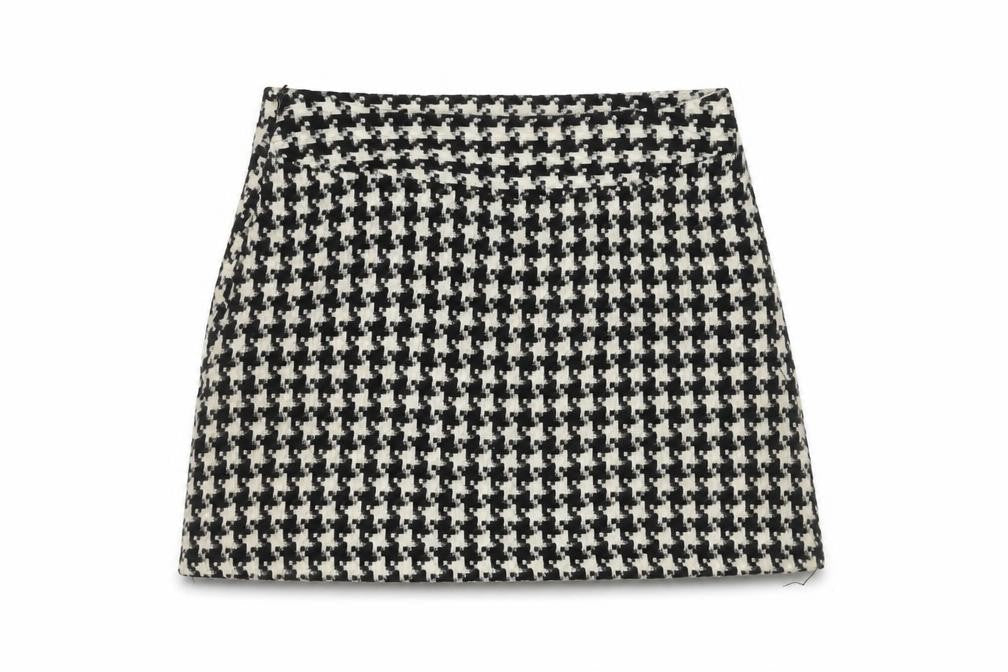 Front view of Dunnes Women's Black Check Pencil Skirt, size 10