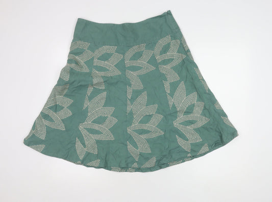 Monsoon Women's Green A-Line Embroidered Skirt Size 12