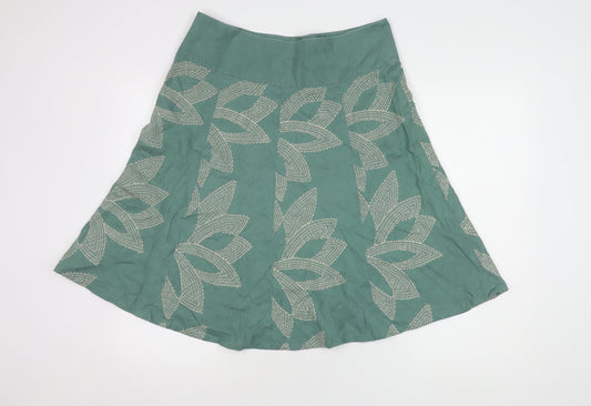 Monsoon Women's Green A-Line Embroidered Skirt Size 12