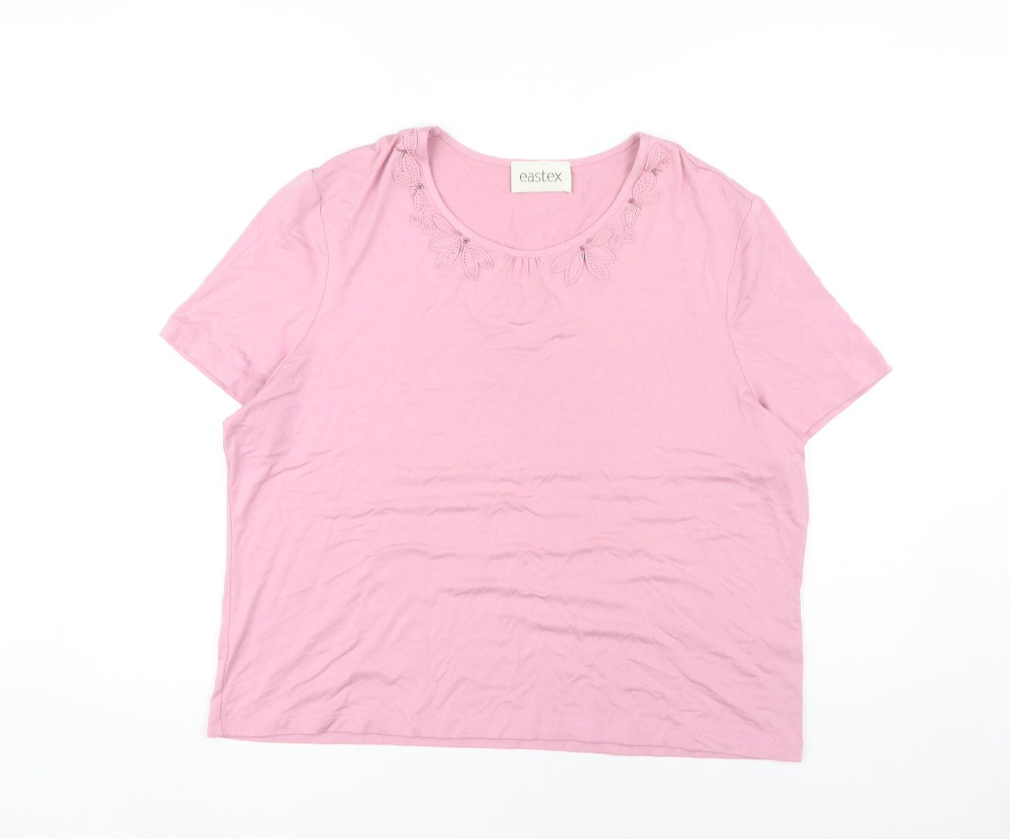 Eastex Women's Pink Embroidered T-Shirt Size 20