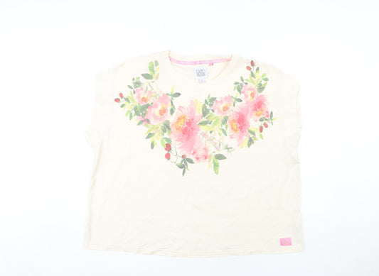 Bath & Body Works Women's Beige Floral T-Shirt Size 22