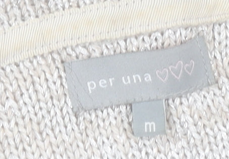 Per Una Women's Beige Cardigan Medium Round Neck