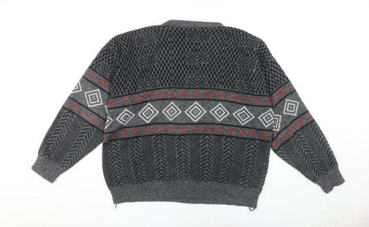 Top Fashion Gear Men's Grey L Geometric Knit Pullover Jumper