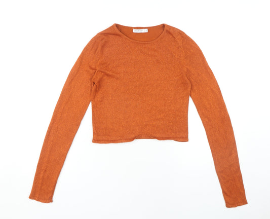 Stradivarius Women's Orange Cropped Top - Size 12