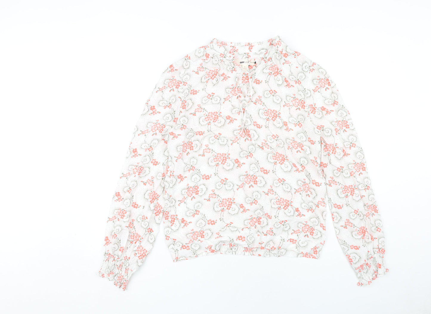Marks and Spencer Women's Ivory Floral Blouse - Size 8