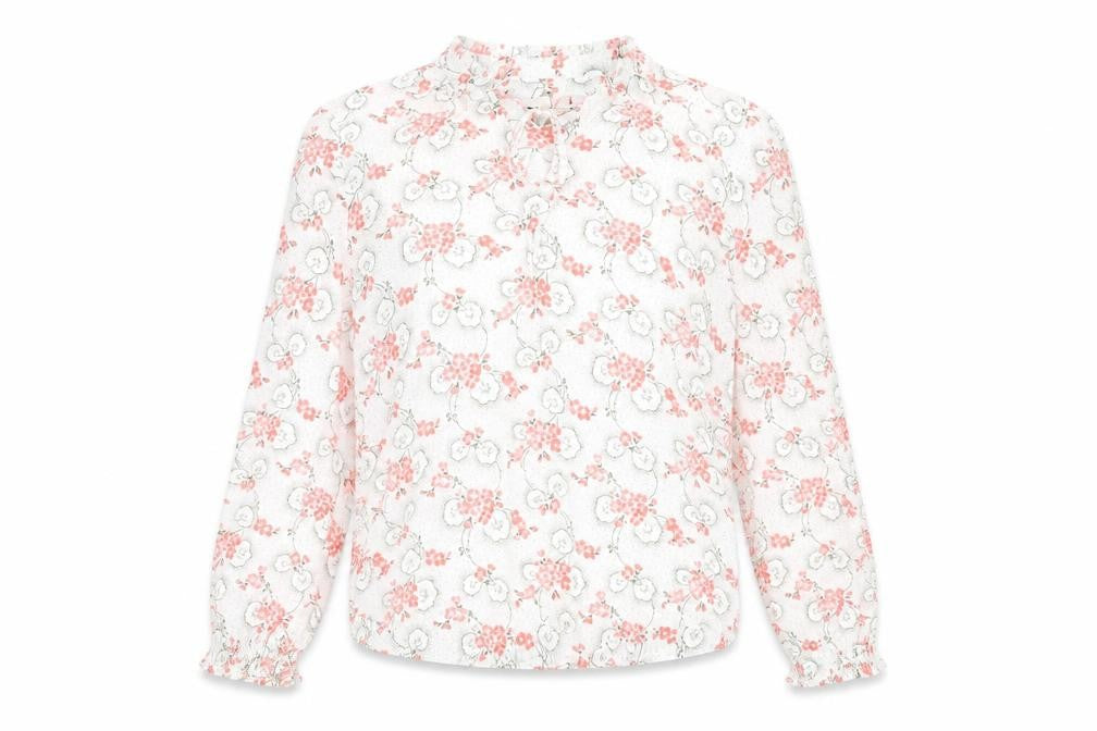 Marks and Spencer Women's Ivory Floral Blouse - Size 8