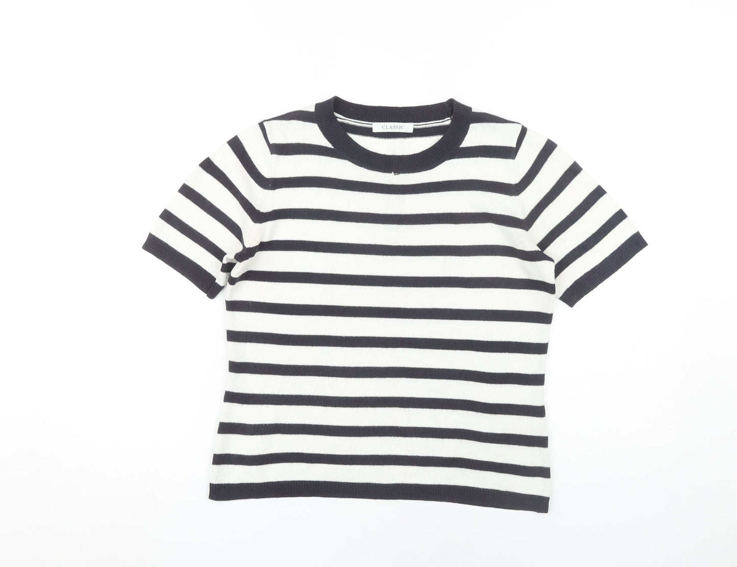 Marks and Spencer Women’s White Striped T-Shirt, Size 6