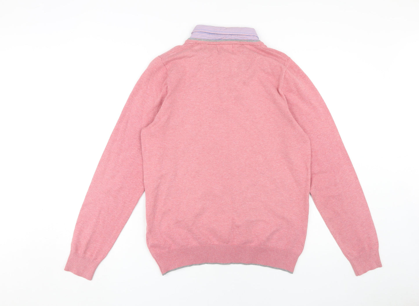 Marks and Spencer Men's Pink V-Neck Pullover, Size S