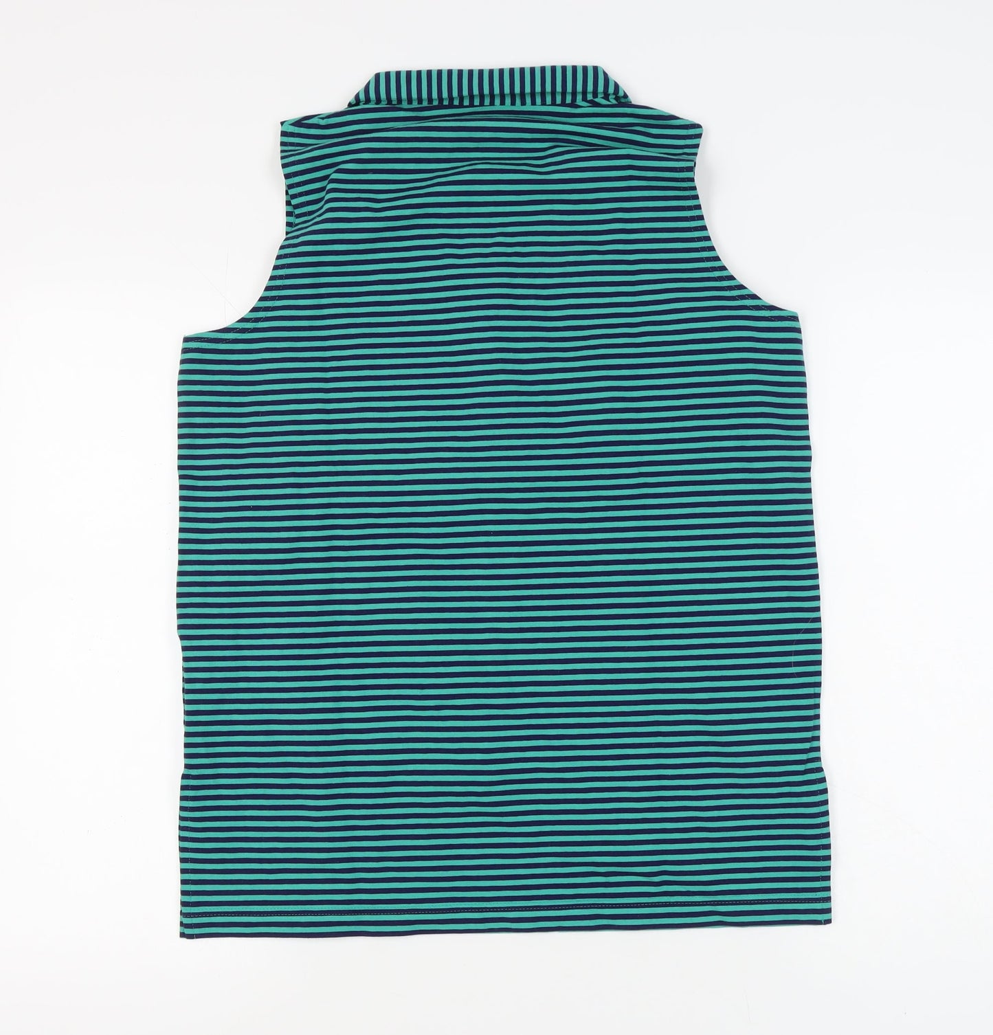Kaleidoscope Women's Green Striped Sleeveless Polo Shirt