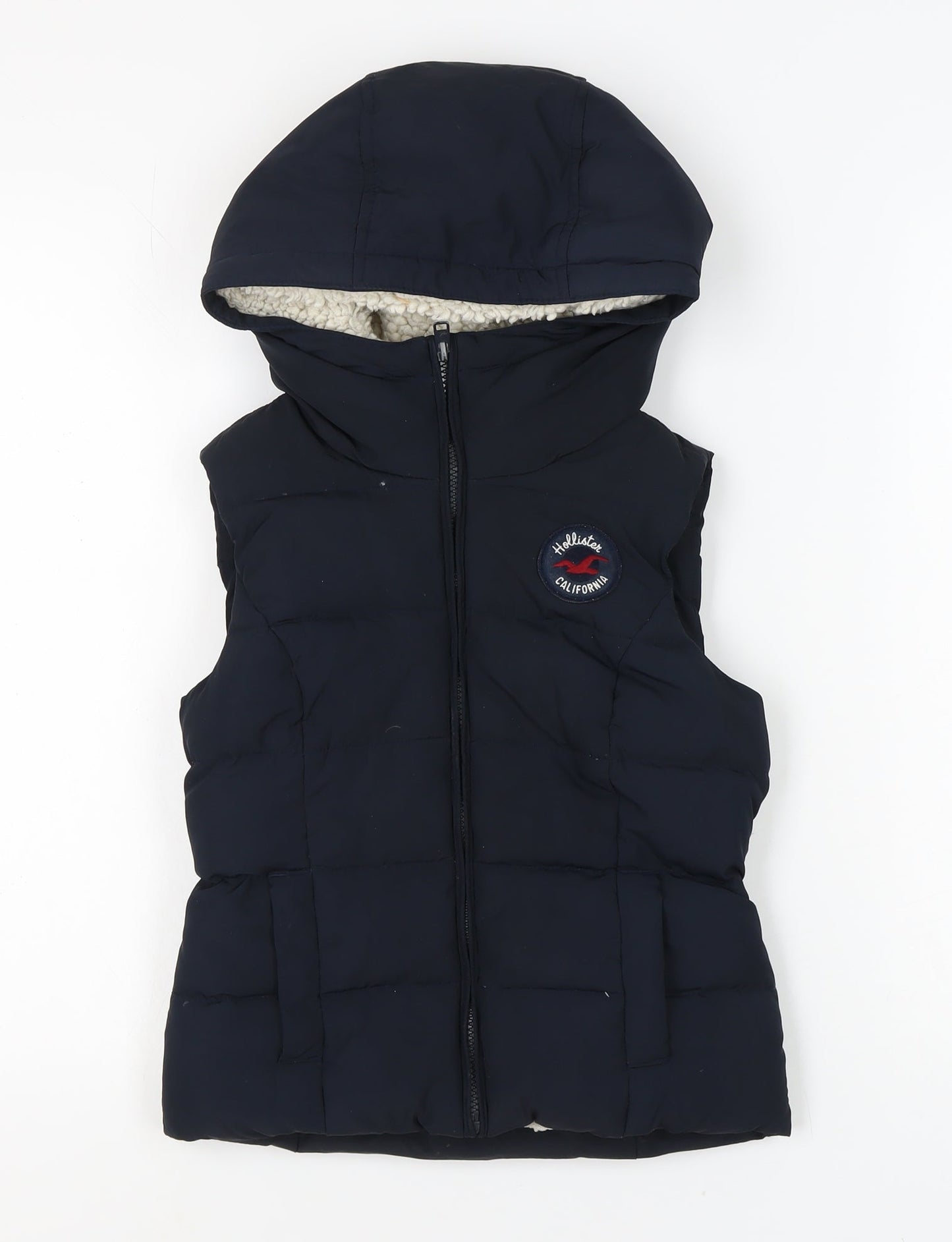 Hollister Women's XS Black Puffer Hooded Waistcoat