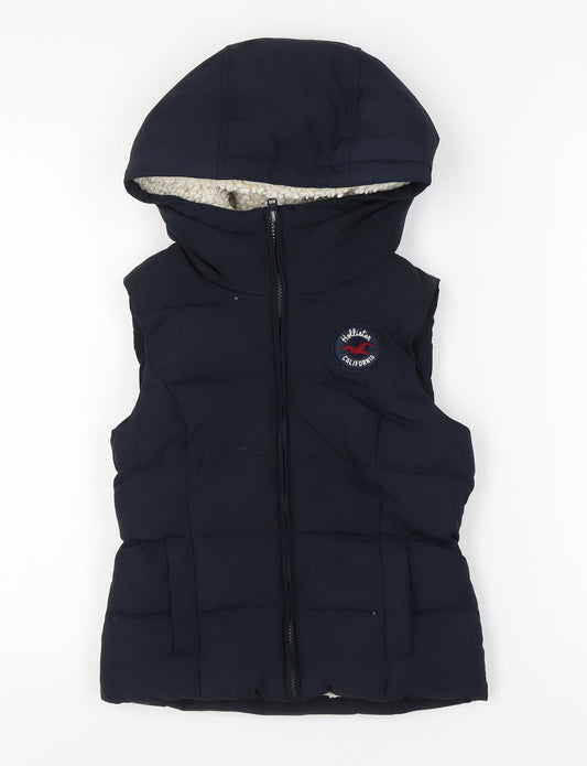 Hollister Women's XS Black Puffer Hooded Waistcoat