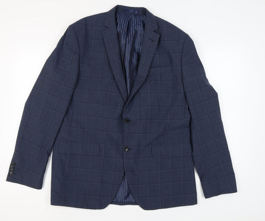 Jeff Banks Men's Blue Check Blazer, Size 44 Long