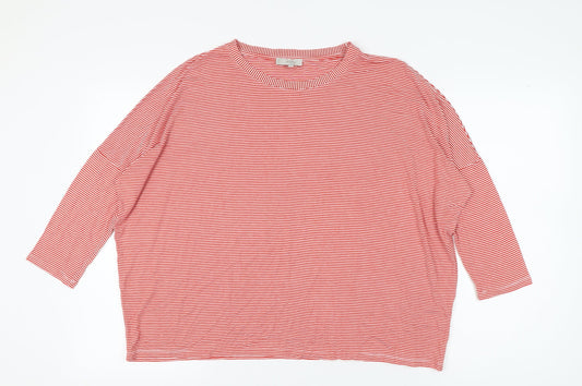 Hobbs Women's Red Striped T-Shirt, Size L, 3/4 Sleeves