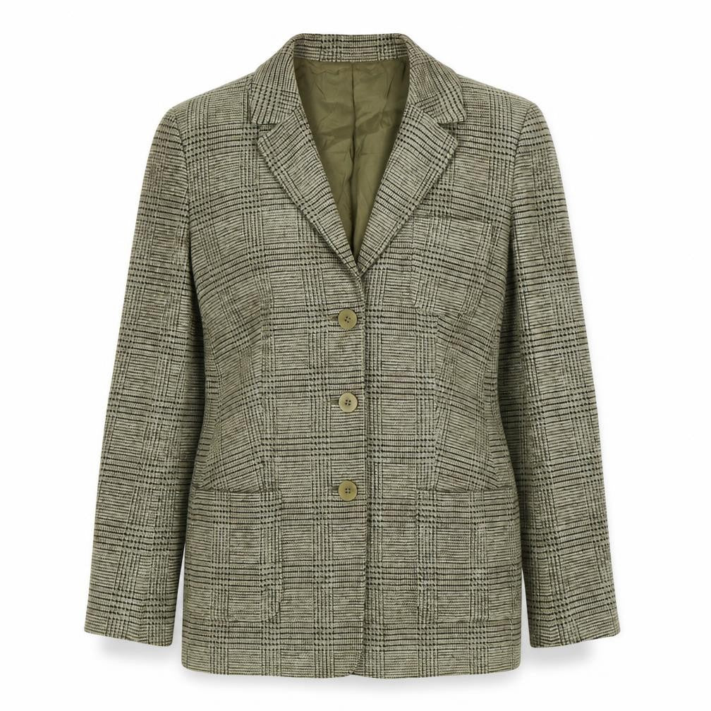 Jaeger Women's Grey Check Single-Breasted Jacket Size 10
