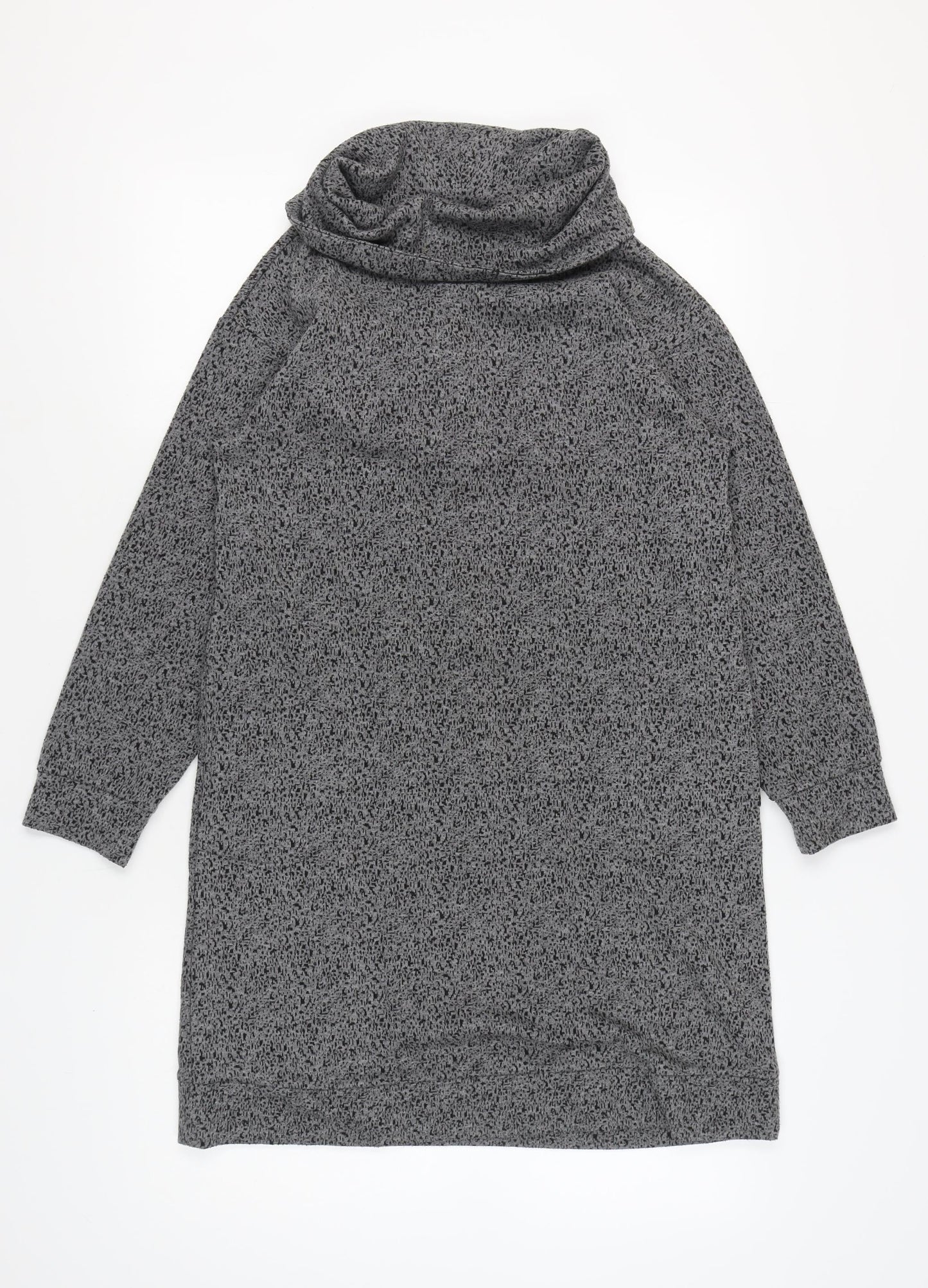 White Stuff Women Grey Long Sleeve Knit Cowl Neck Dress