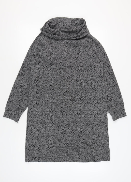 White Stuff Women Grey Long Sleeve Knit Cowl Neck Dress