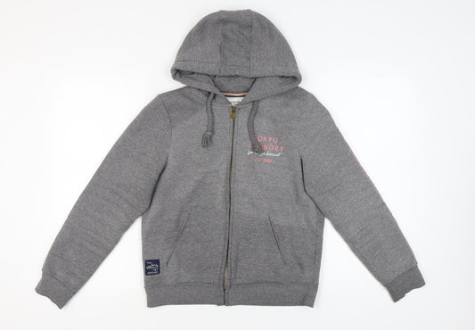 Tokyo Laundry Women's Grey Full Zip Hoodie, S, Logo Accent