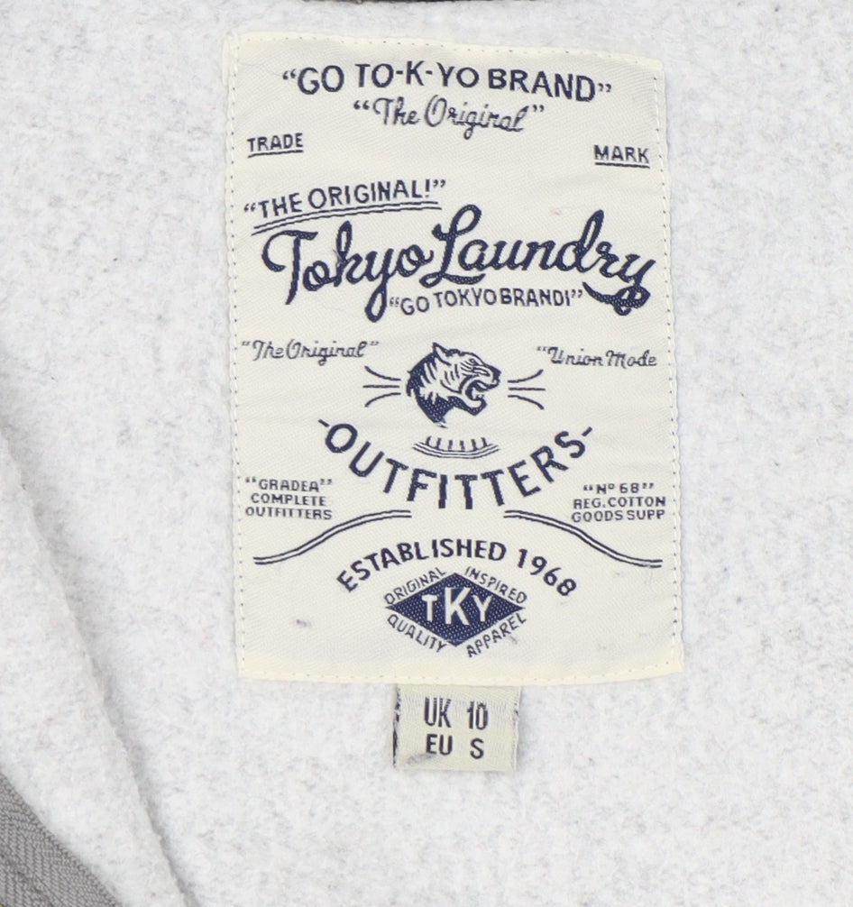 Tokyo Laundry Women's Grey Full Zip Hoodie, S, Logo Accent