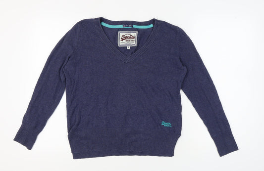Superdry Women's Blue V-Neck Pullover Jumper S