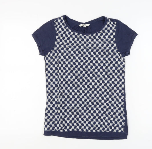 Fat Face Women's Blue Geometric T-Shirt Size 8