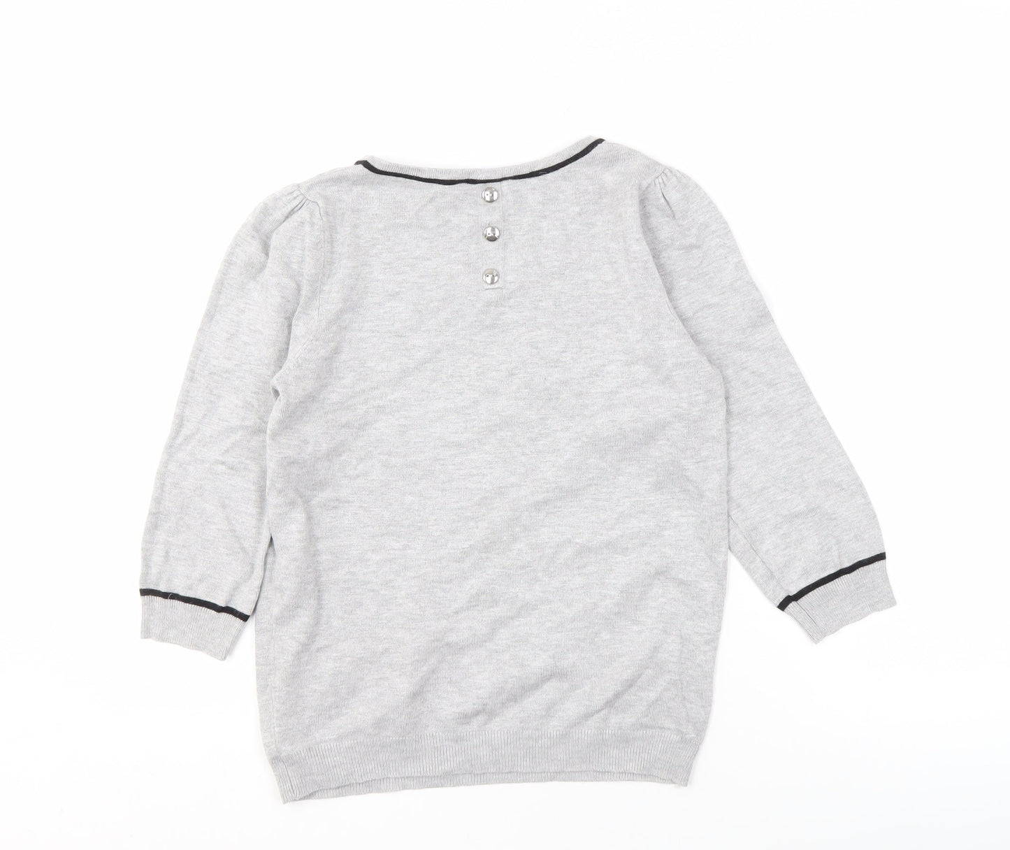 BHS Women's Grey Pullover Jumper, Size 8 Petite, Buttons