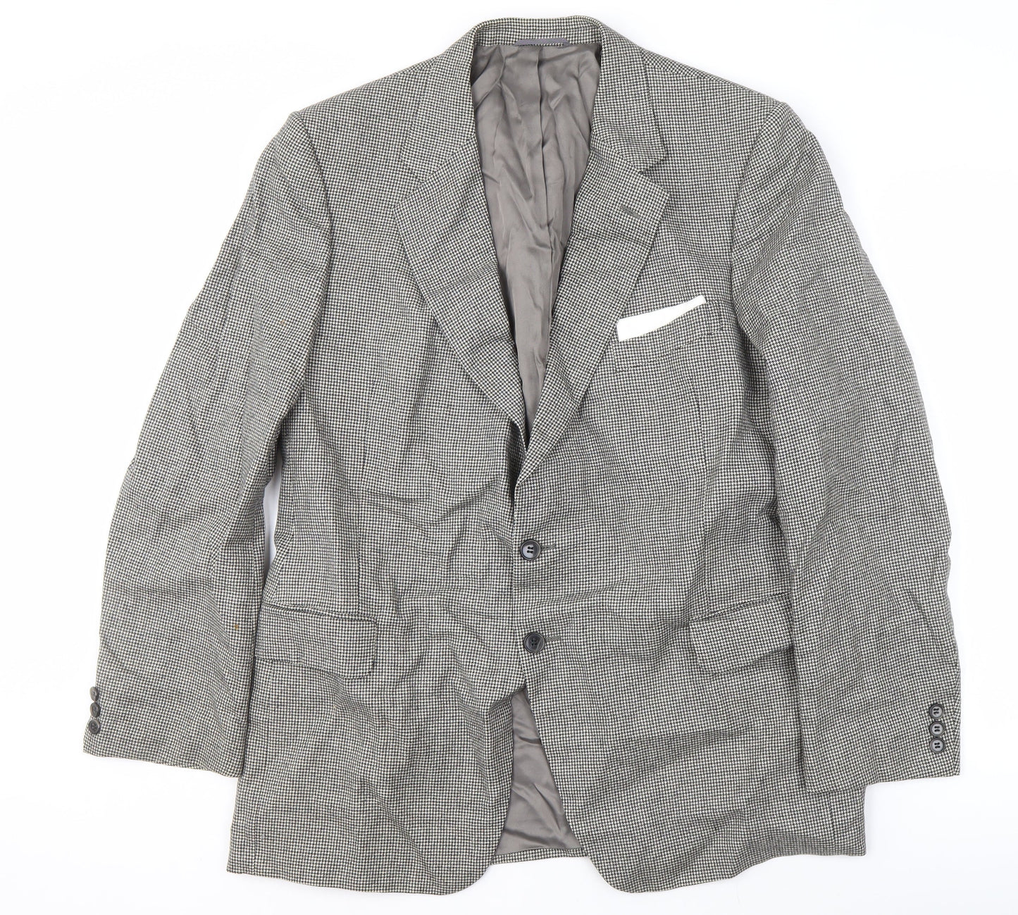 St Michael Men's Grey Check Wool Blazer, 42 Regular Fit