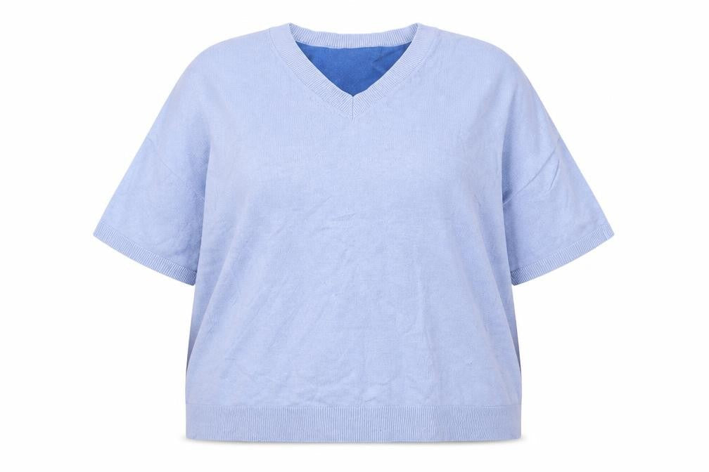 Marks and Spencer Women's Blue V-Neck Pullover Jumper