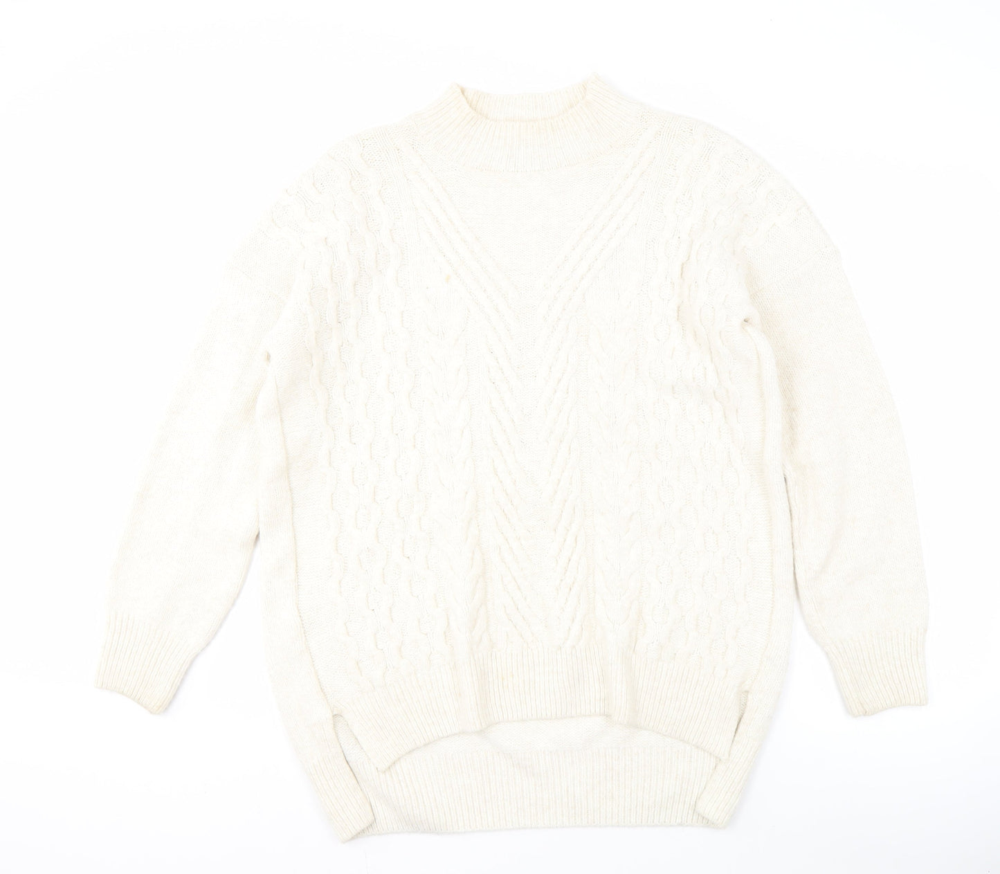 Next Ivory High Neck Cable-Knit Pullover Jumper - Size 18