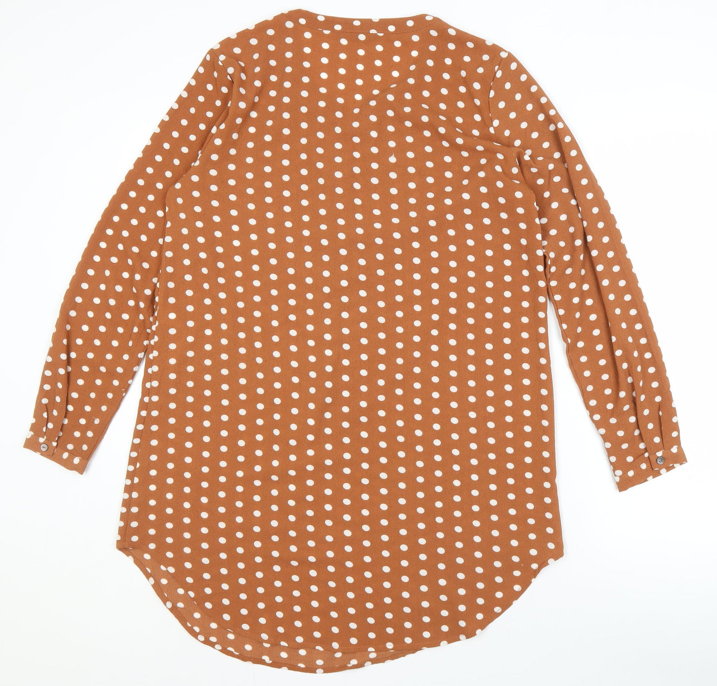 ONLY Women's Brown Polka Dot Button-Up Shirt Size 10