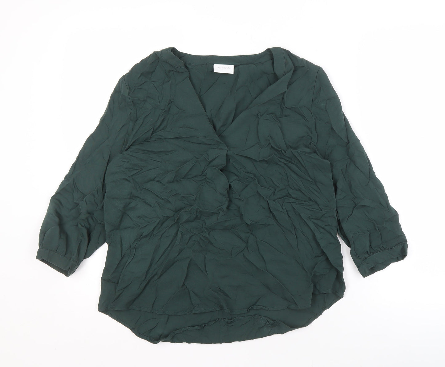 VILA Women's Green Viscose Blouse, Size 8, 3/4 Sleeve