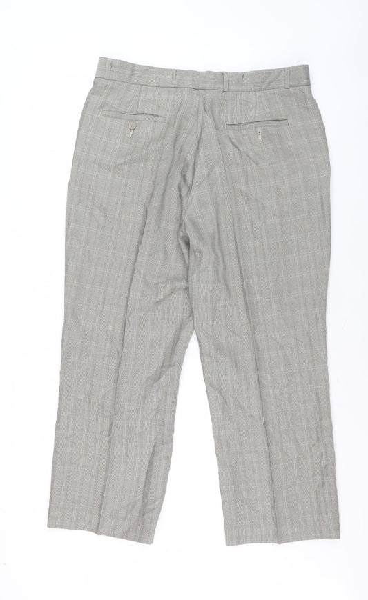 Cotton Traders Men's Grey Check Trousers 34