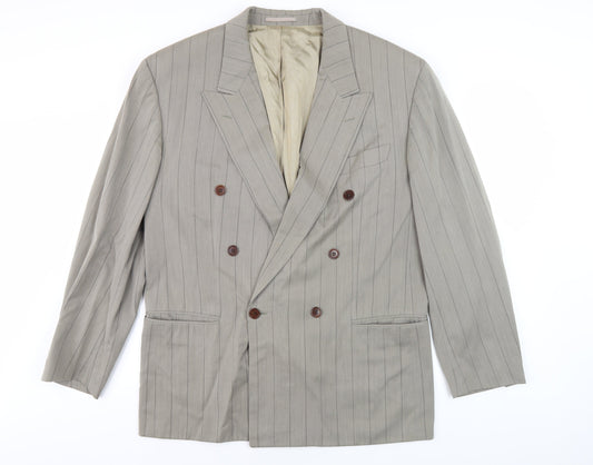 Hugo Boss Men's Grey Wool Blazer, Striped, Medium