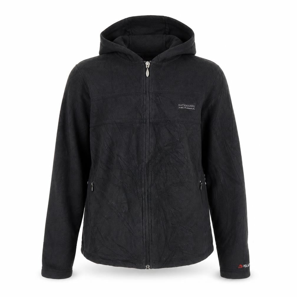 Polartec Women's Black Hooded Fleece Jacket Size 12
