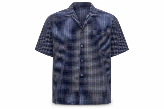 Champion Men's Blue Check Button-Up Shirt M