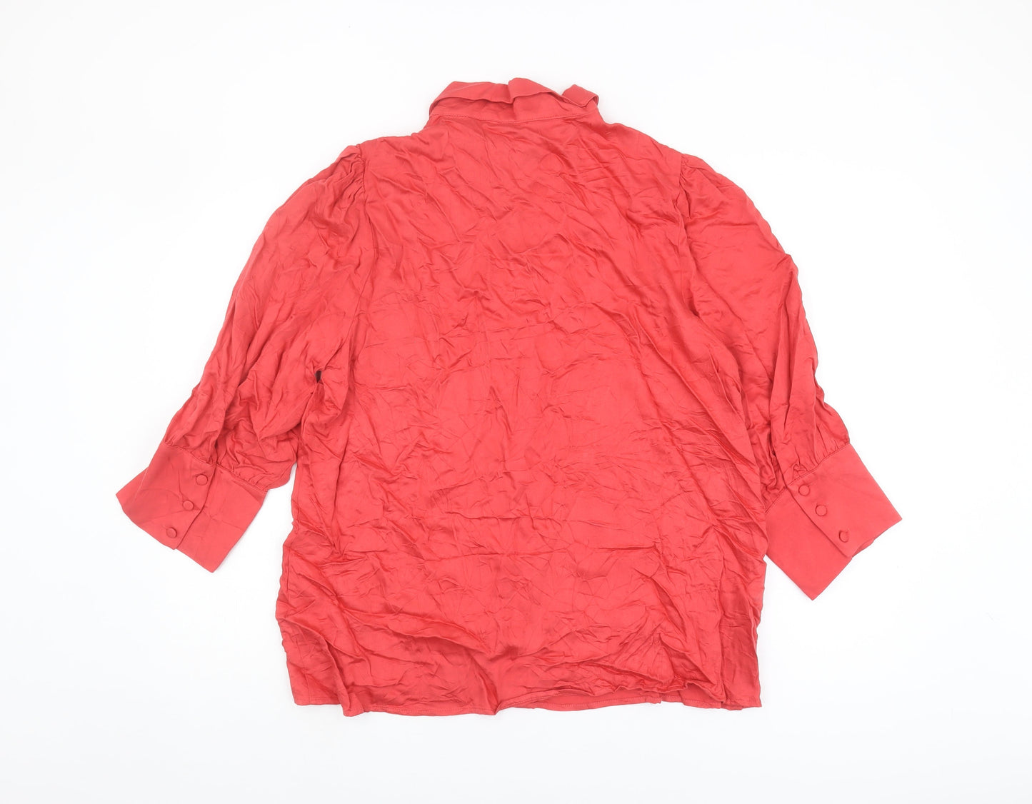 Next Women's Red Viscose Button-Up Blouse Size 20