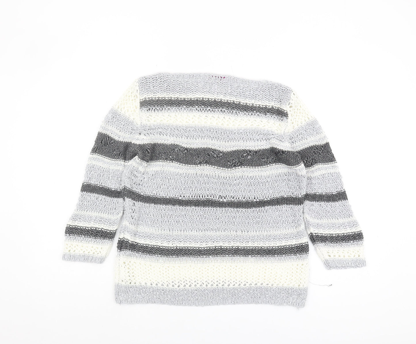 Marks and Spencer Women's Grey Striped Pullover M Knit