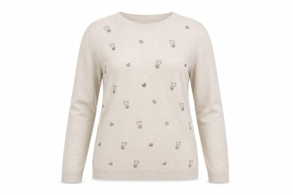 Front view of Dorothy Perkins Beige Crew Neck Long Sleeve Jumper