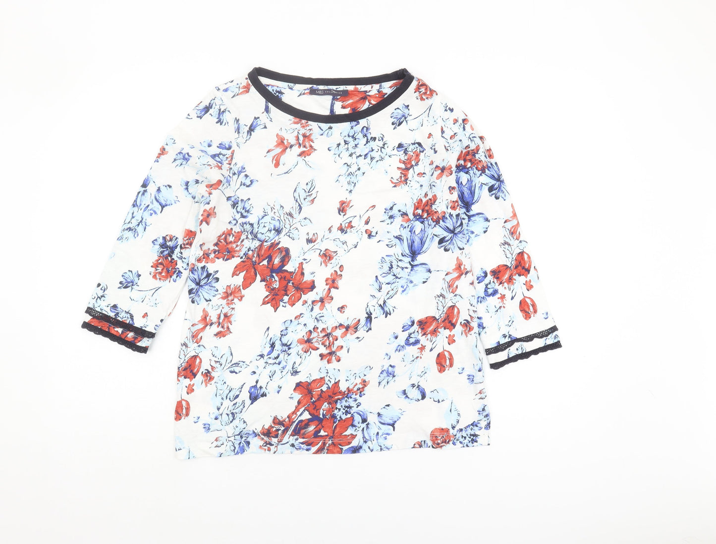 Marks and Spencer Women's Floral Cotton T-Shirt, Size 10