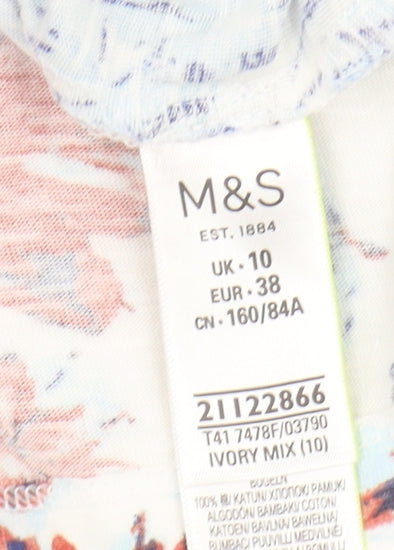 Marks and Spencer Women's Floral Cotton T-Shirt, Size 10