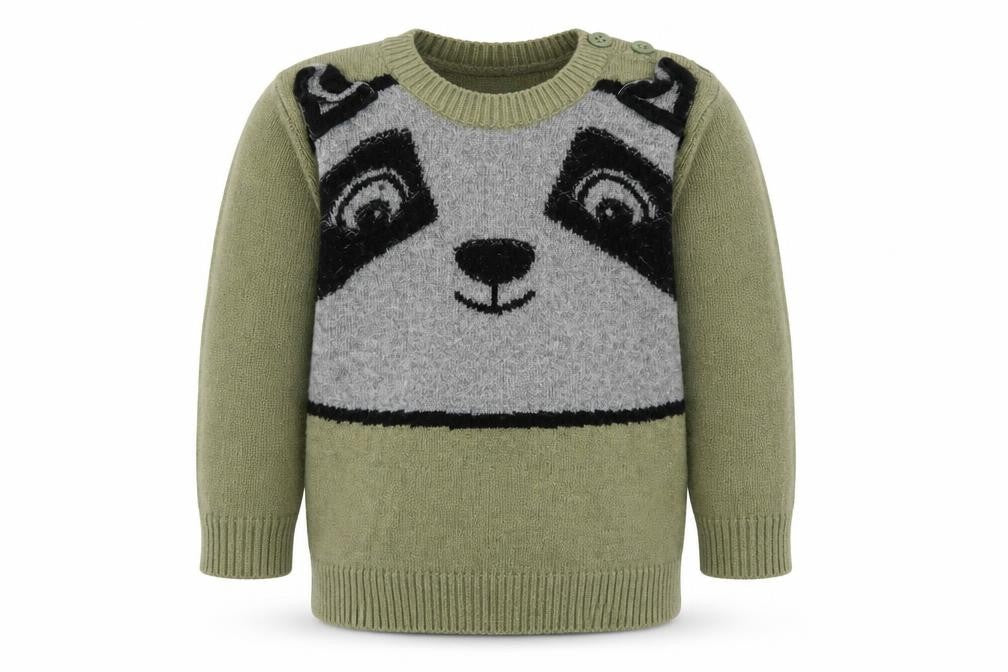 Benetton Unisex Baby Green Animal Jumper 6-9 Months Acrylic Blend
