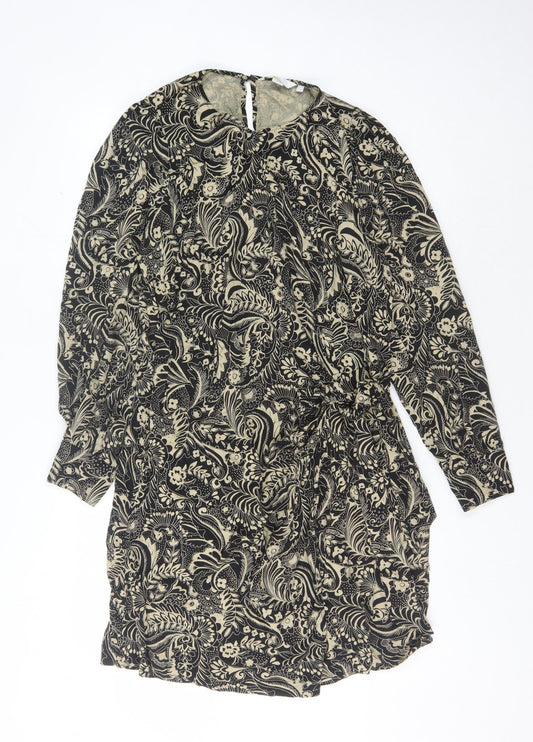 Boden Women's Black Beige Floral Dress Size 16