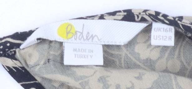Boden Women's Black Beige Floral Dress Size 16
