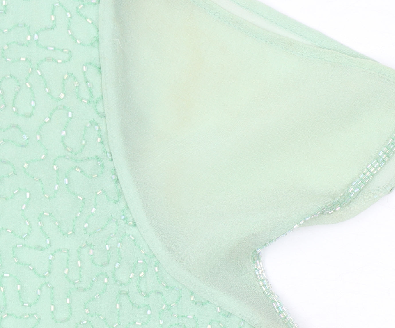 Jacques Vert Women's Green Beaded Blouse, Size 14, Formal Wear