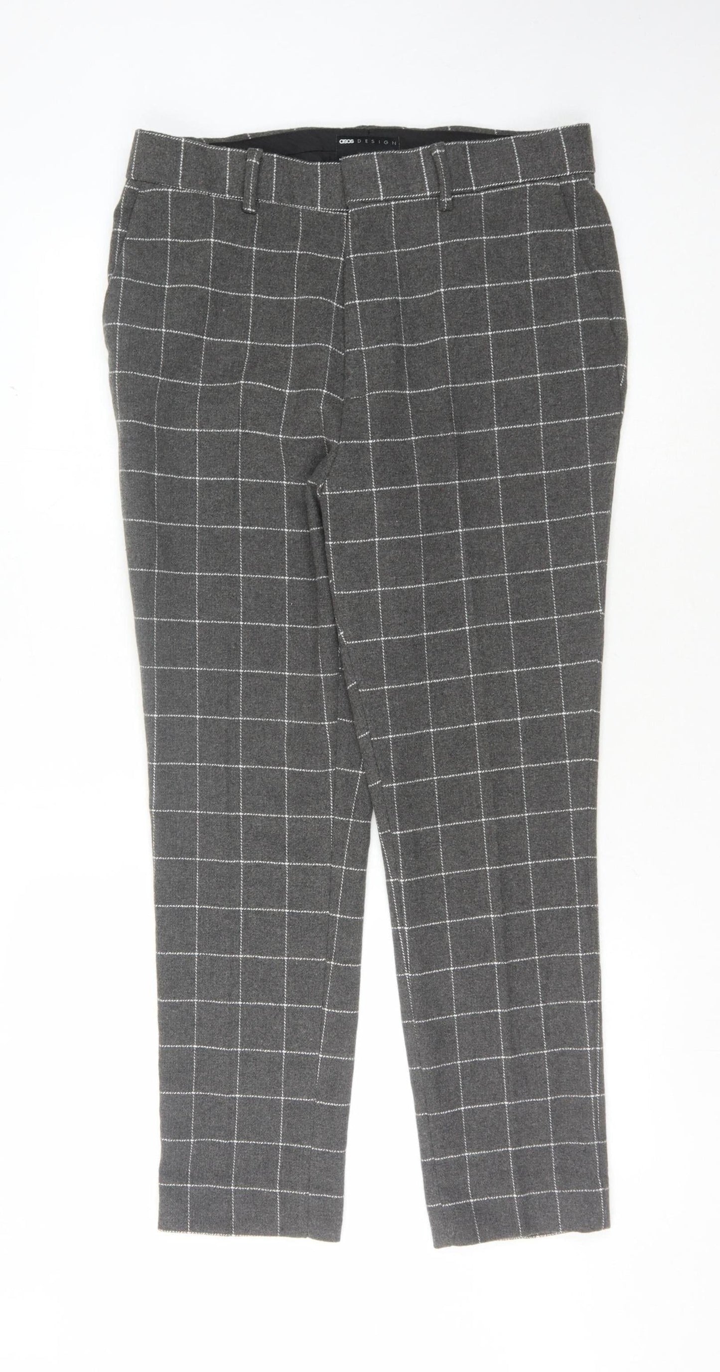 Asos Grey Check Men's Trousers L Casual
